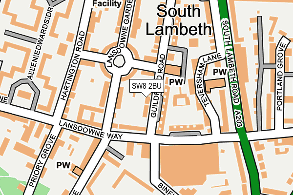 SW8 2BU map - OS OpenMap – Local (Ordnance Survey)