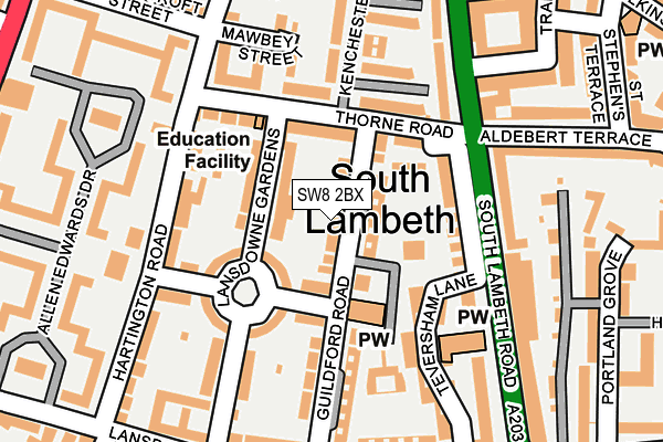 SW8 2BX map - OS OpenMap – Local (Ordnance Survey)