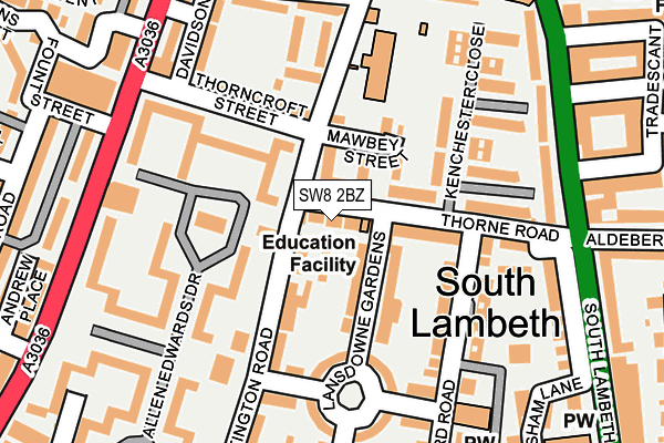 SW8 2BZ map - OS OpenMap – Local (Ordnance Survey)