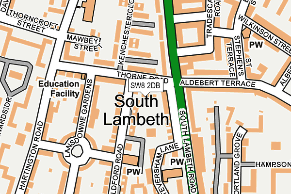 SW8 2DB map - OS OpenMap – Local (Ordnance Survey)