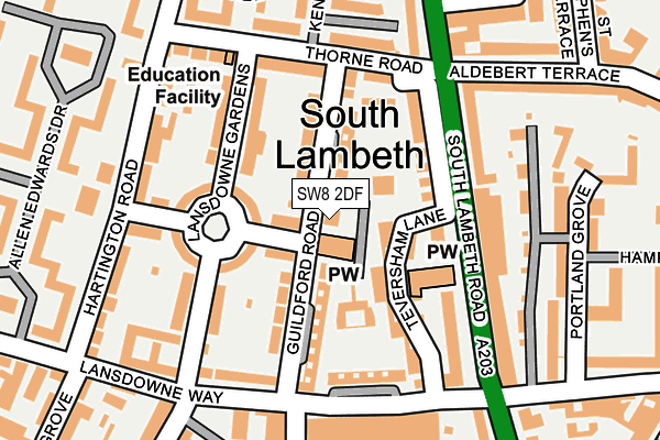 SW8 2DF map - OS OpenMap – Local (Ordnance Survey)