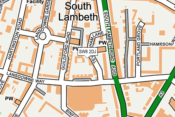 SW8 2DJ map - OS OpenMap – Local (Ordnance Survey)