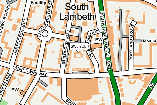 SW8 2DL map - OS OpenMap – Local (Ordnance Survey)