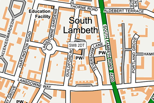 SW8 2DT map - OS OpenMap – Local (Ordnance Survey)