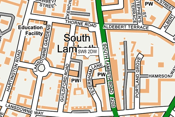 SW8 2DW map - OS OpenMap – Local (Ordnance Survey)