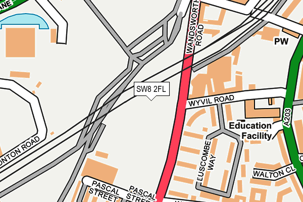 SW8 2FL map - OS OpenMap – Local (Ordnance Survey)