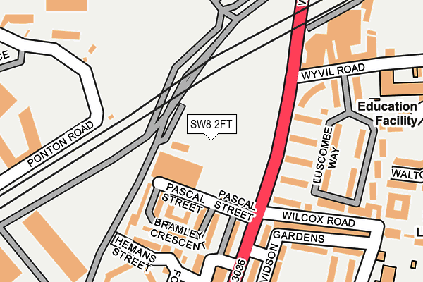 SW8 2FT map - OS OpenMap – Local (Ordnance Survey)