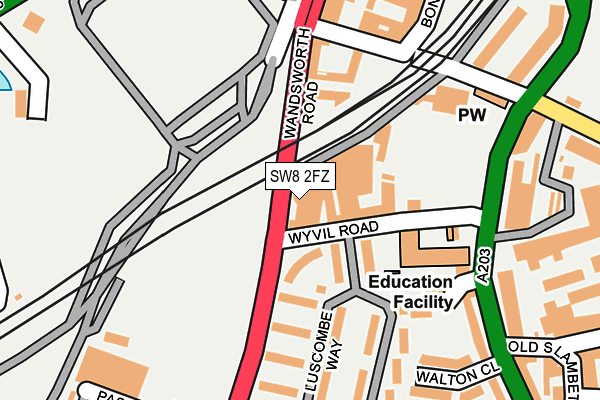 SW8 2FZ map - OS OpenMap – Local (Ordnance Survey)