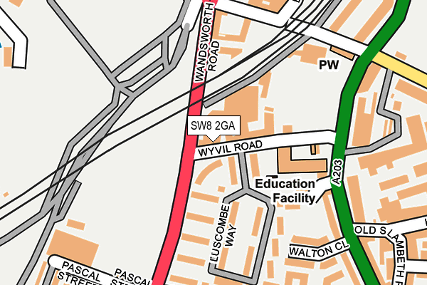 SW8 2GA map - OS OpenMap – Local (Ordnance Survey)