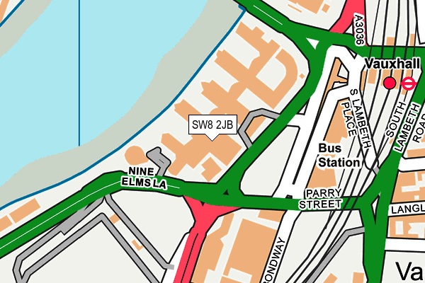 SW8 2JB map - OS OpenMap – Local (Ordnance Survey)