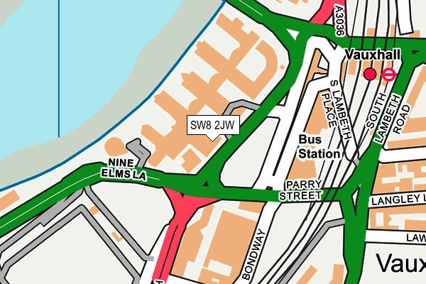 SW8 2JW map - OS OpenMap – Local (Ordnance Survey)