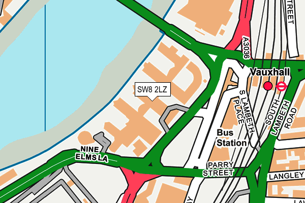 SW8 2LZ map - OS OpenMap – Local (Ordnance Survey)