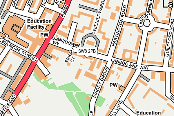 SW8 2PB map - OS OpenMap – Local (Ordnance Survey)