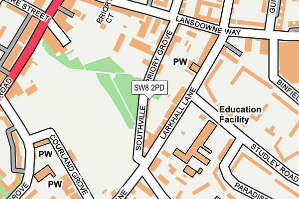 SW8 2PD map - OS OpenMap – Local (Ordnance Survey)