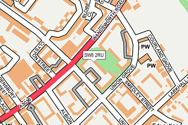 SW8 2RU map - OS OpenMap – Local (Ordnance Survey)