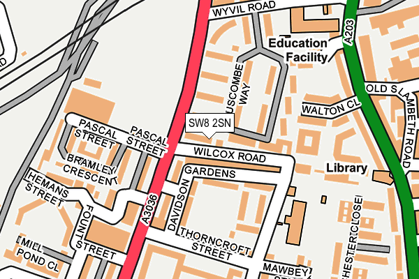SW8 2SN map - OS OpenMap – Local (Ordnance Survey)