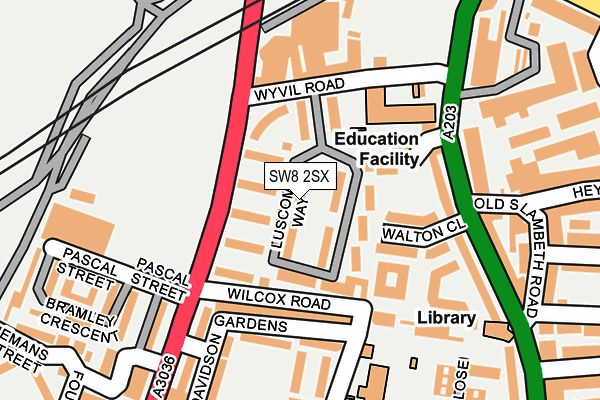 SW8 2SX map - OS OpenMap – Local (Ordnance Survey)