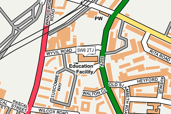 SW8 2TJ map - OS OpenMap – Local (Ordnance Survey)