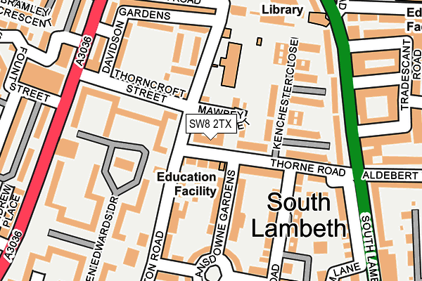 SW8 2TX map - OS OpenMap – Local (Ordnance Survey)
