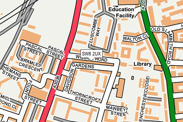 SW8 2UX map - OS OpenMap – Local (Ordnance Survey)