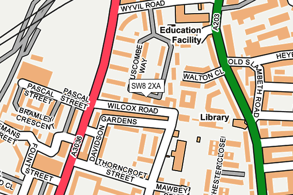 SW8 2XA map - OS OpenMap – Local (Ordnance Survey)