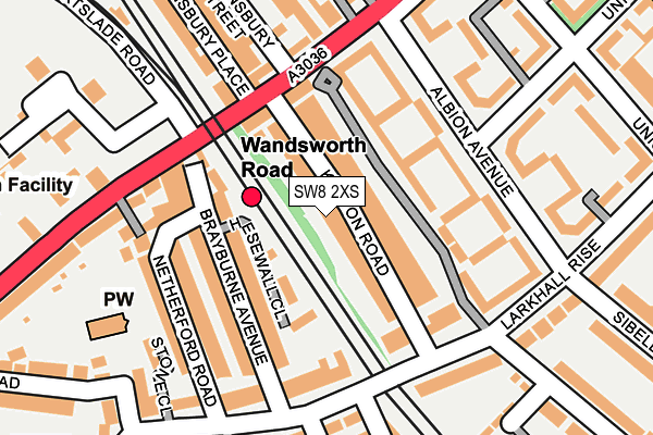 SW8 2XS map - OS OpenMap – Local (Ordnance Survey)