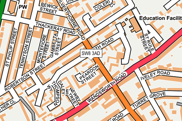 SW8 3AD map - OS OpenMap – Local (Ordnance Survey)