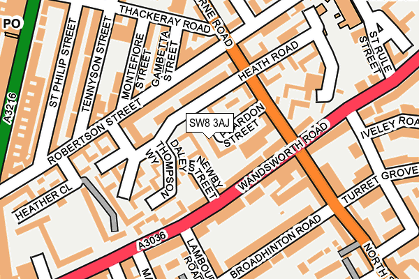 SW8 3AJ map - OS OpenMap – Local (Ordnance Survey)