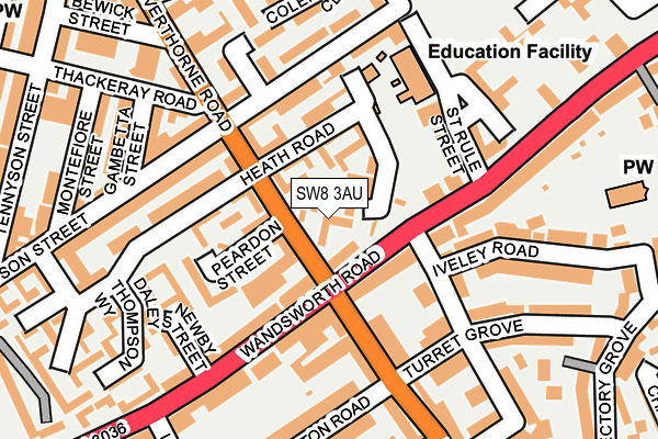 SW8 3AU map - OS OpenMap – Local (Ordnance Survey)