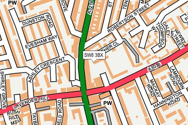 SW8 3BX map - OS OpenMap – Local (Ordnance Survey)