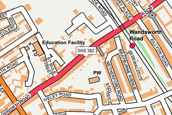 SW8 3BZ map - OS OpenMap – Local (Ordnance Survey)