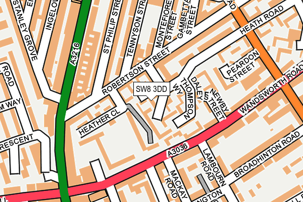 SW8 3DD map - OS OpenMap – Local (Ordnance Survey)