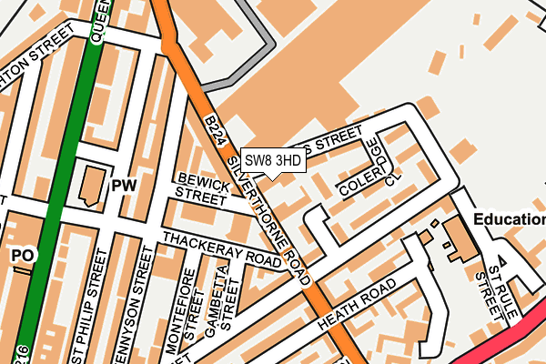 SW8 3HD map - OS OpenMap – Local (Ordnance Survey)