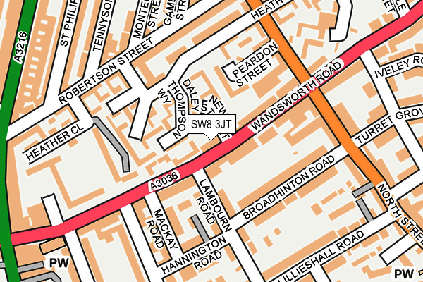 SW8 3JT map - OS OpenMap – Local (Ordnance Survey)