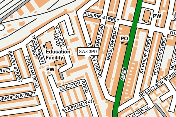 SW8 3PD map - OS OpenMap – Local (Ordnance Survey)