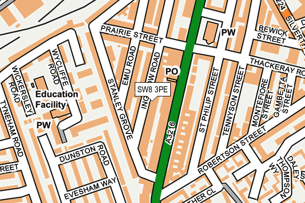 SW8 3PE map - OS OpenMap – Local (Ordnance Survey)