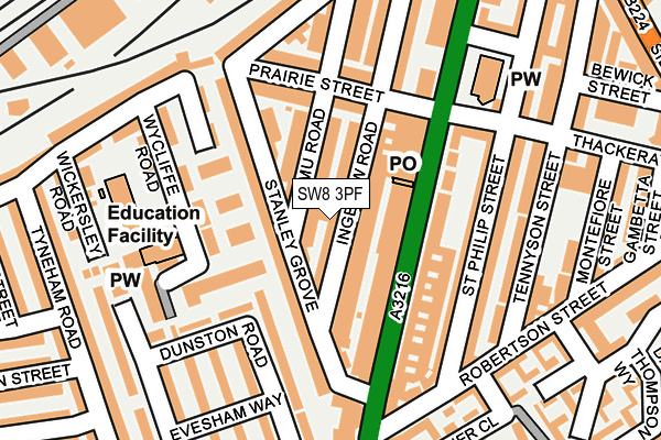 SW8 3PF map - OS OpenMap – Local (Ordnance Survey)