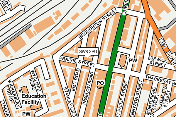 SW8 3PU map - OS OpenMap – Local (Ordnance Survey)