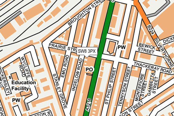 SW8 3PX map - OS OpenMap – Local (Ordnance Survey)