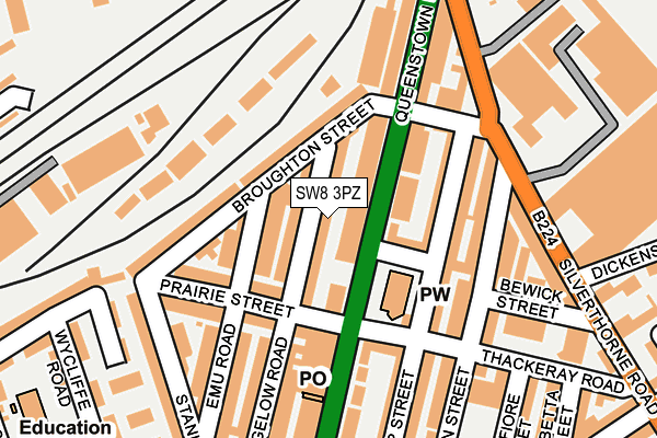 SW8 3PZ map - OS OpenMap – Local (Ordnance Survey)