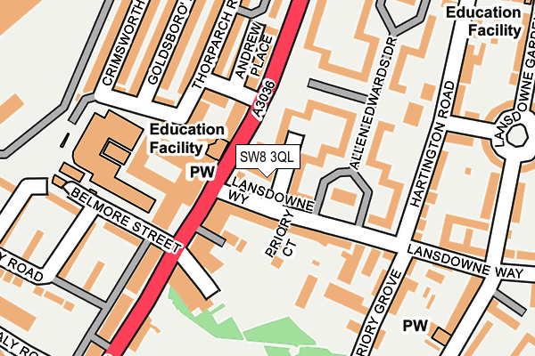 SW8 3QL map - OS OpenMap – Local (Ordnance Survey)