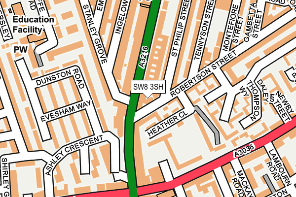 SW8 3SH map - OS OpenMap – Local (Ordnance Survey)
