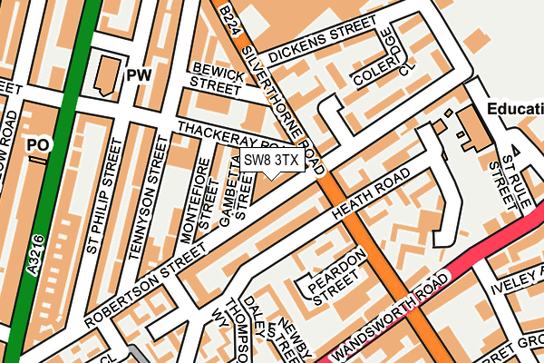 SW8 3TX map - OS OpenMap – Local (Ordnance Survey)