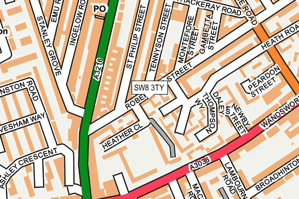 SW8 3TY map - OS OpenMap – Local (Ordnance Survey)