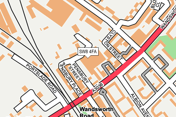 SW8 4FA map - OS OpenMap – Local (Ordnance Survey)