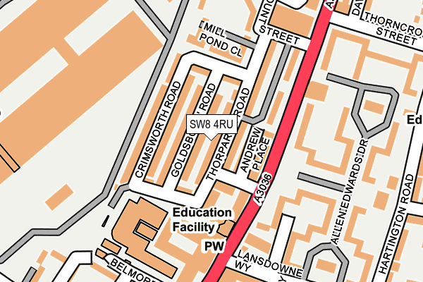 SW8 4RU map - OS OpenMap – Local (Ordnance Survey)