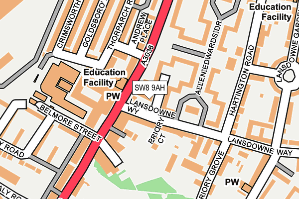 SW8 9AH map - OS OpenMap – Local (Ordnance Survey)