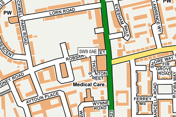 SW9 0AE map - OS OpenMap – Local (Ordnance Survey)