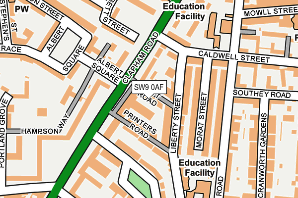 SW9 0AF map - OS OpenMap – Local (Ordnance Survey)