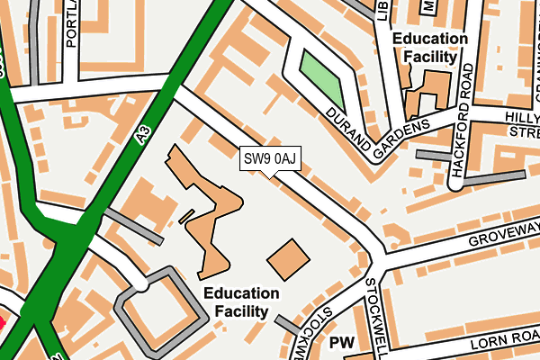 SW9 0AJ map - OS OpenMap – Local (Ordnance Survey)